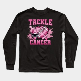 Tackle Breast Cancer American Football Pink Ribbon Awareness Long Sleeve T-Shirt